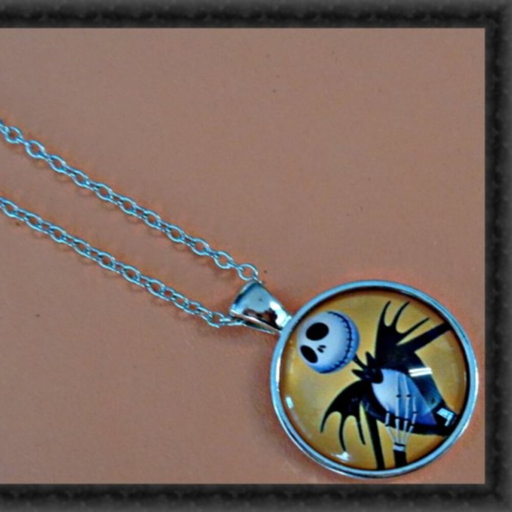Silver Tone Nightmare Before Christmas Theme Necklace Unisex